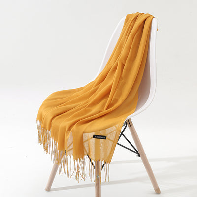 Bufanda Chal de Cachemira Otoño Invierno - Diseño Minimalista con Flecos - Image 18