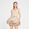 Vestido Floral Hombros Descubiertos Efecto Reductor Cintura Ajustada