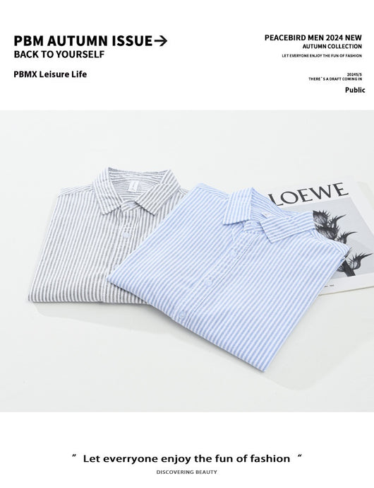 Camisa Manga Larga a Rayas Verticales para Hombre - Algodón Suelto y Cómodo - Image 15