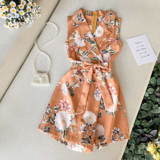 Jumpsuit Elegante sin Mangas con Cuello y Estampado Floral - Image 3