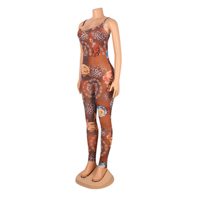 Mono Enterizo de Malla Estampada con Tirantes Ajustables - Image 16