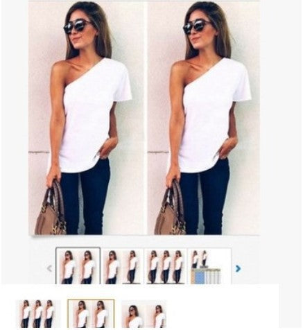 Blusa Blanca Asimétrica de Un Hombro para Mujer - Image 2