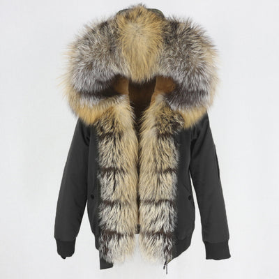 Parka con Forro de Piel de Mapache Desmontable - Abrigo Térmico Grueso - Image 14