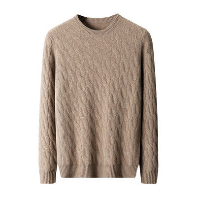 Suéter de Cachemira Gruesa para Hombre con Cuello Redondo y Diseño Trenzado - Image 4
