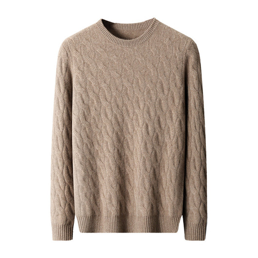 Suéter de Cachemira Gruesa para Hombre con Cuello Redondo y Diseño Trenzado - Image 4