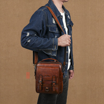 Bolsa Bandolera de Cuero Genuino Estilo Retro para Hombre - Image 2