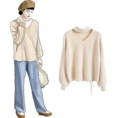 Suéter Suelto Roto Asimétrico para Mujer - Diseño Minimalista - Image 2