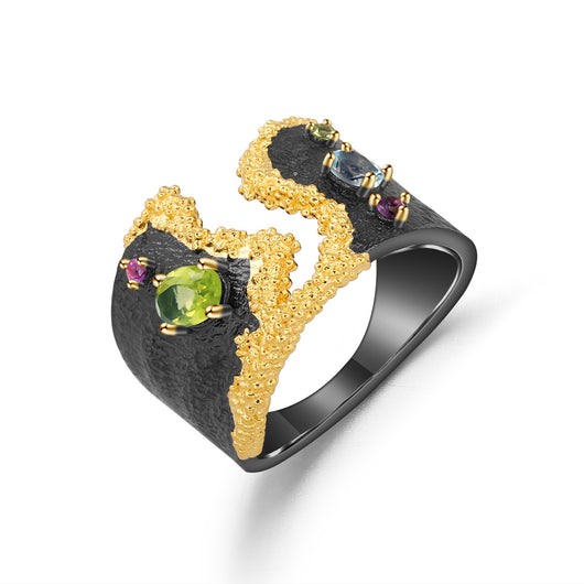Anillo de Plata 925 con Peridoto Chapado en Oro - Diseño Personalizado - Image 3