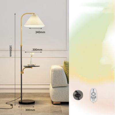 Lámpara de Pie para Sala con Pantalla Plisada y Base de Madera Maciza - Image 49