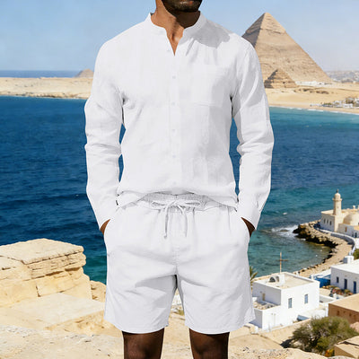 Conjunto de Camisa y Shorts de Lino para Hombre - Image 7