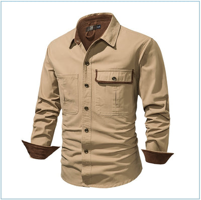 Camisa Polo de Manga Larga Algodón Lavado Tallas Grandes Hombre Color Sólido - Image 34