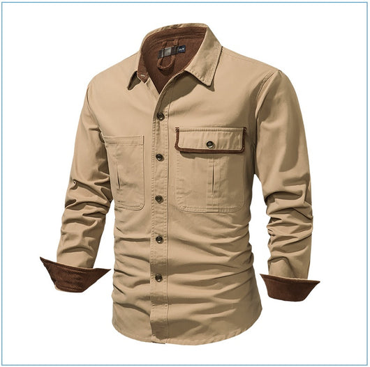 Camisa Polo de Manga Larga Algodón Lavado Tallas Grandes Hombre Color Sólido - Image 34
