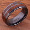 Anillo de Cerámica y Madera Koa Oscura Doble