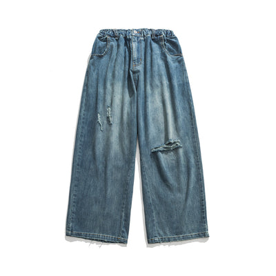 Pantalones Vaqueros Retro Estilo Japonés con Desgaste Pesado y Roturas Artesanales - Image 3