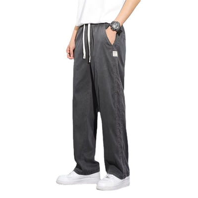 Pantalones Anchos de Pierna Recta en Tela Ice Silk para Hombre - Image 6