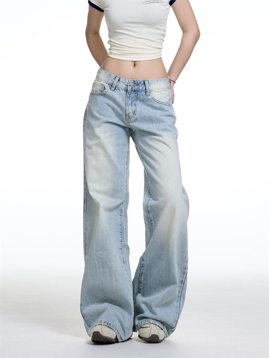 Jeans Anchos Retro Lavado Cintura Baja Mujer Corte Recto - Image 5