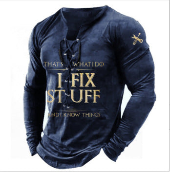 Playera Deportiva Manga Larga con Estampado Europeo y Americano para Hombre - Image 2