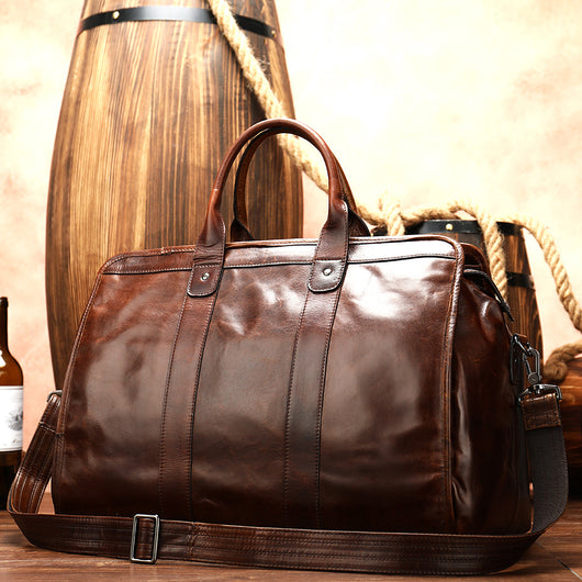 Bolso de Viaje Retro en Cuero Genuino con Gran Capacidad - Image 4