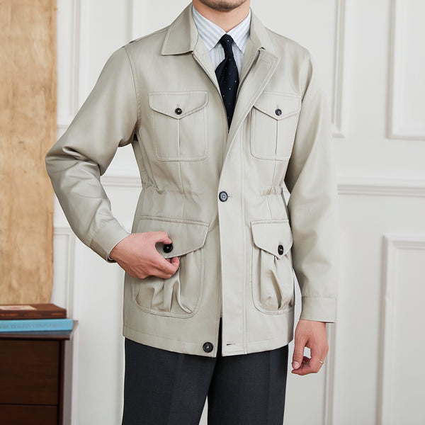 Chaqueta Safari Delgada con Control de Cintura para Hombre