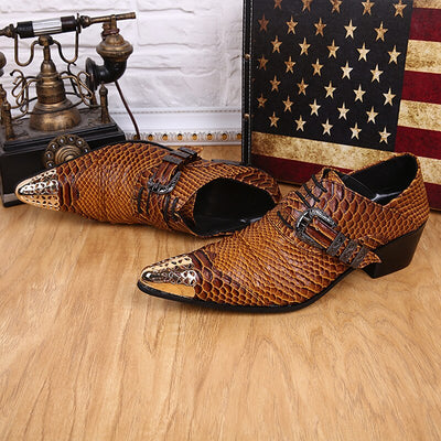 Zapatos de Cuero Estilo Británico con Estampado Serpiente - Modelo Bajo - Image 6