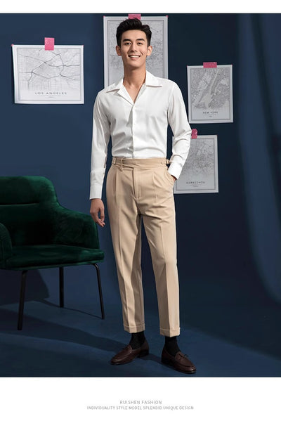 Camisa Casual de Negocios Cuello Cubano Manga Larga para Hombre - Image 12