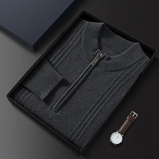 Suéter Ejecutivo de Lana con Cierre y Cuello Alto para Hombre - Tallas Grandes Otoño Invierno - Image 10
