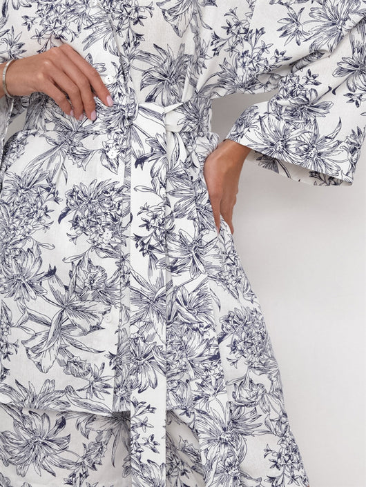 Conjunto de Dos Piezas: Camisa Estampada con Cordones y Manga Larga Holgada - Image 25