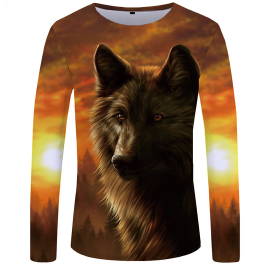 Camiseta Manga Larga Serie Lobo Impresión 3D para Hombre - Image 11