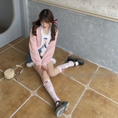 Chaqueta Corta Plush con Moño Japonés para Niñas - Image 4