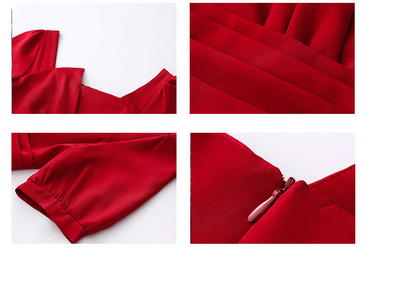 Vestido Rojo Francés de Verano para Mujer - Versátil y Sofisticado - Image 7