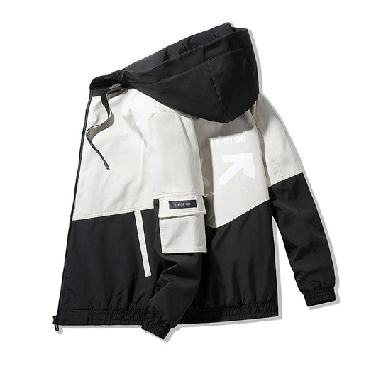 Chaqueta Estampada Suelta con Capucha para Hombre