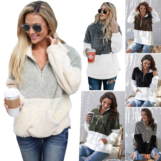 Suéter Pullover de Lana Gruesa con Contraste de Colores