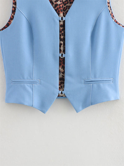 Chaleco Denim Elástico de Color Liso sin Mangas - Versátil y Moderno - Image 15