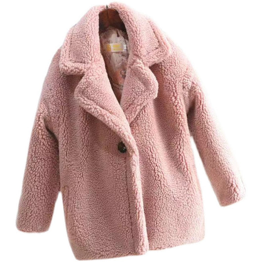 Abrigo de Niña Cashmere Grueso con Forro de Piel - Image 3