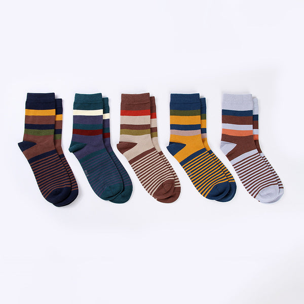 Calcetines Largos de Algodón para Hombre con Rayas Coloridas - Esencial de Moda Otoño Invierno - Image 6