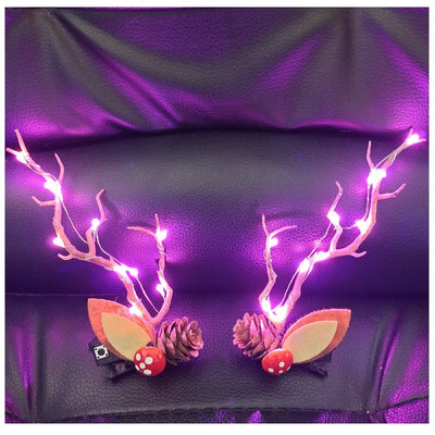 Diadema de Astas Navideña con Luz LED y Rama Decorativa - Image 3