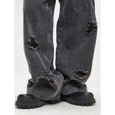 Jeans Anchos con Lavado Destruido Premium - Image 10