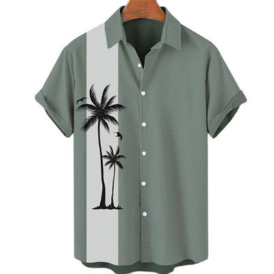 Camisa Casual Slim Estampado 3D Playa Manga Corta para Hombre - Image 26