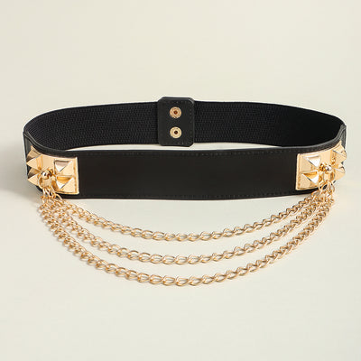 Cinturón Elástico Ancho con Remaches Punk Gold para Mujer - Image 3