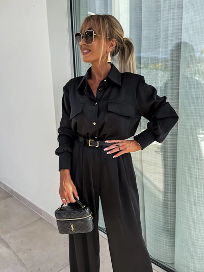 Conjunto de Camisa Manga Larga con Bolsillos Falsos y Pantalón Holgado - Image 20
