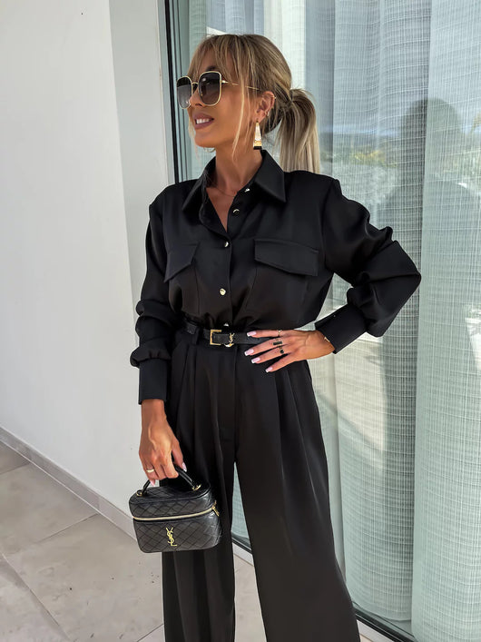 Conjunto de Camisa Manga Larga con Bolsillos Falsos y Pantalón Holgado - Image 20