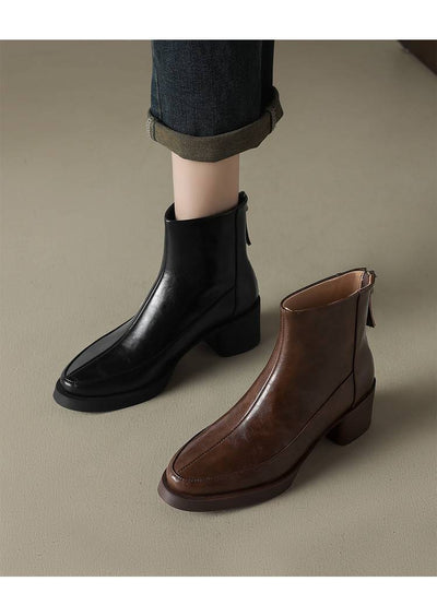 Botas Tobilleras de Cuero Genuino con Tacón Alto - Colección Otoño Invierno - Image 10