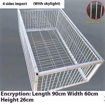White wire pigeon cage with two side entrances and a skylight, measuring 60x40x26 cm with 2cm wire spacing. - Image 19