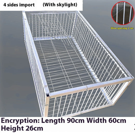 White wire pigeon cage with two side entrances and a skylight, measuring 60x40x26 cm with 2cm wire spacing. - Image 19