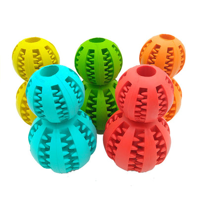 Teal rubber slow feeder dog toy ball with internal spikes for teeth cleaning and treat dispensing, 7cm size. - Image 28