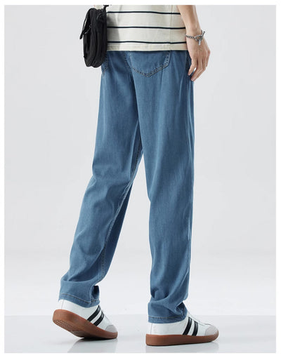 Jeans Rectos Holgados en Seda de Hielo para Hombre - Image 12