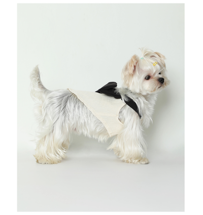 Blusa Tanque Beige con Moño de Seda Negra para Mascotas - Image 11