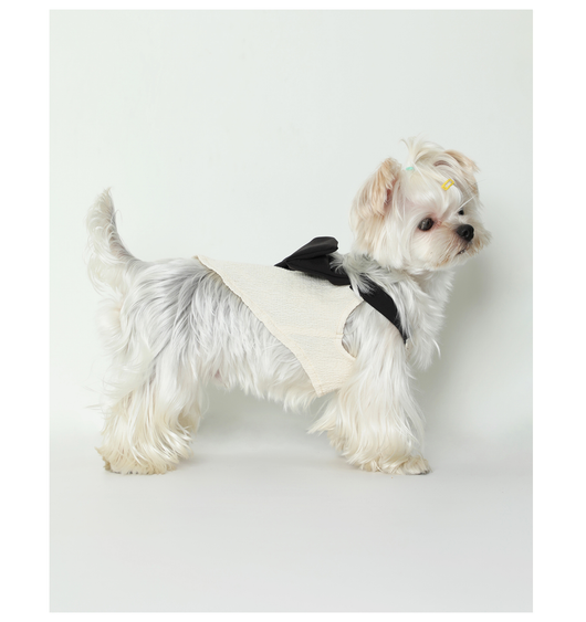 Blusa Tanque Beige con Moño de Seda Negra para Mascotas - Image 11