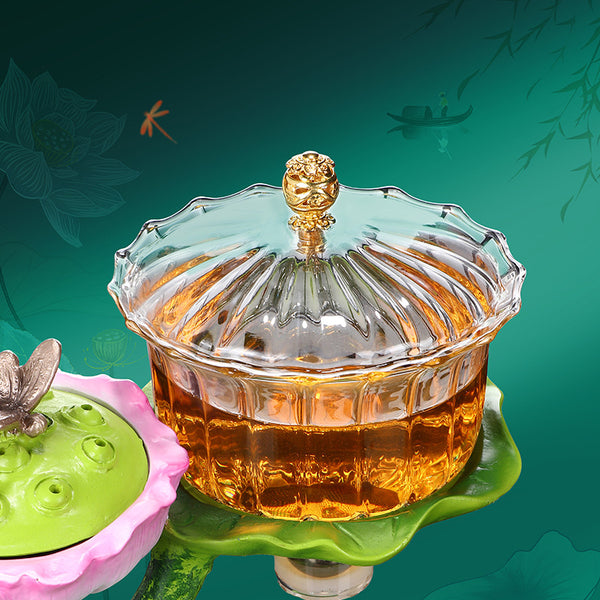 Juego de Té Kung Fu Cristal Loto Luz de Luna