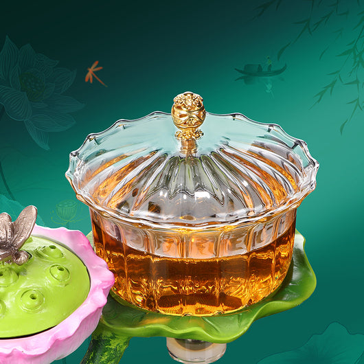 Juego de Té Kung Fu Cristal Loto Luz de Luna - Image 2